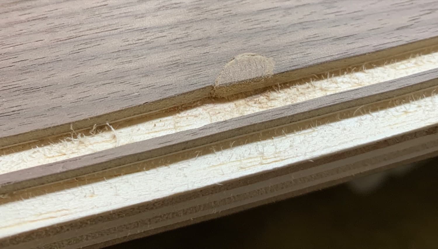 gash in the wood repaired