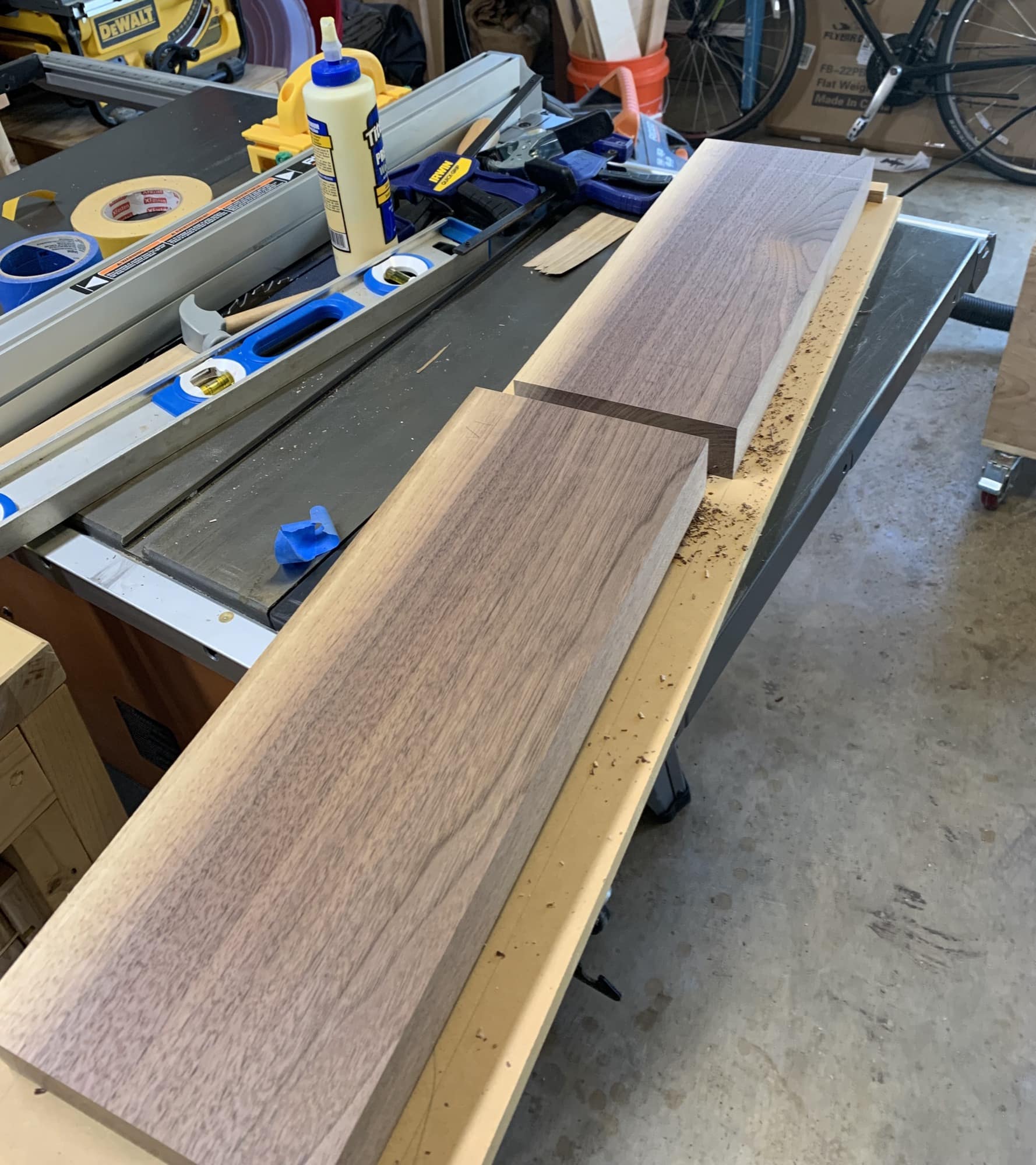 Picture of walnut board chopped in half