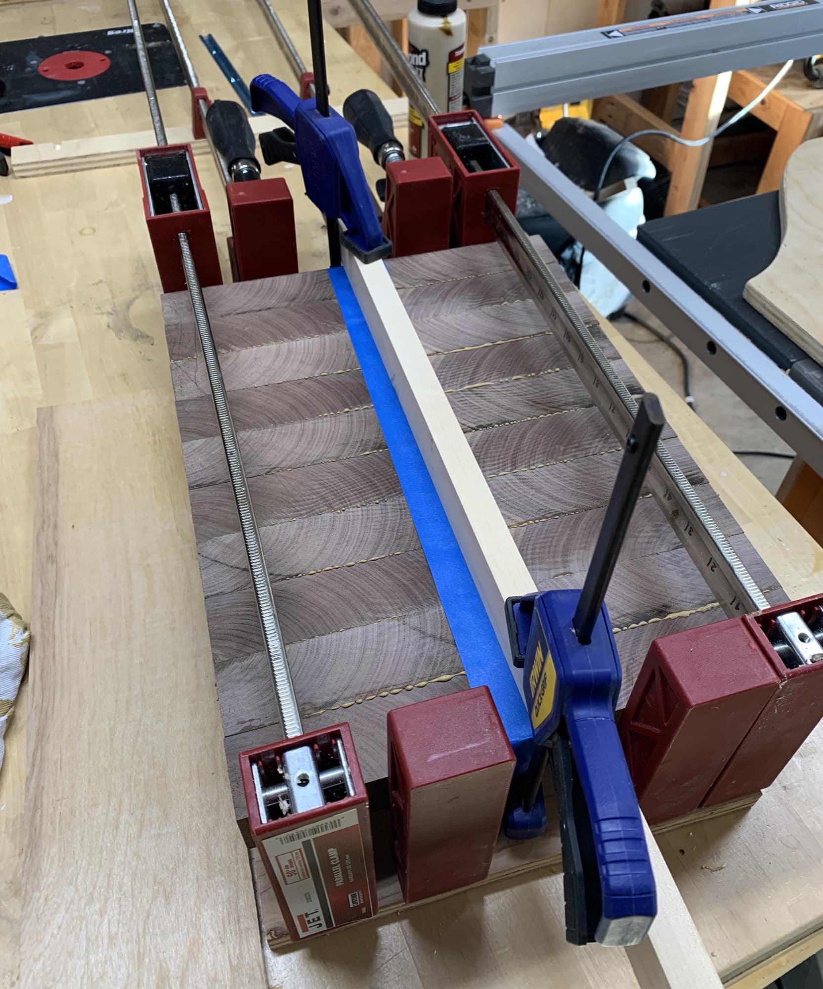 Picture of boards clamped together